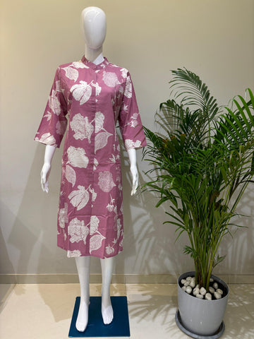 PURE COTTON ONE PEICE A-LINE PATTERN KURTI WITH BELT