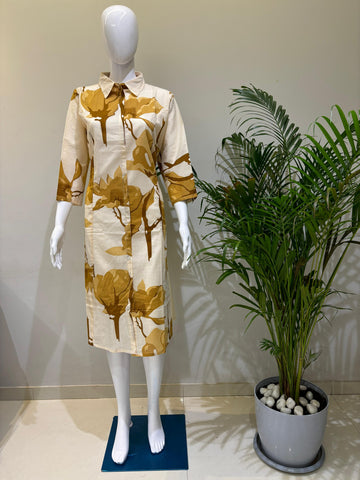 PURE COTTON ONE PEICE A-LINE KURTI WITH BELT