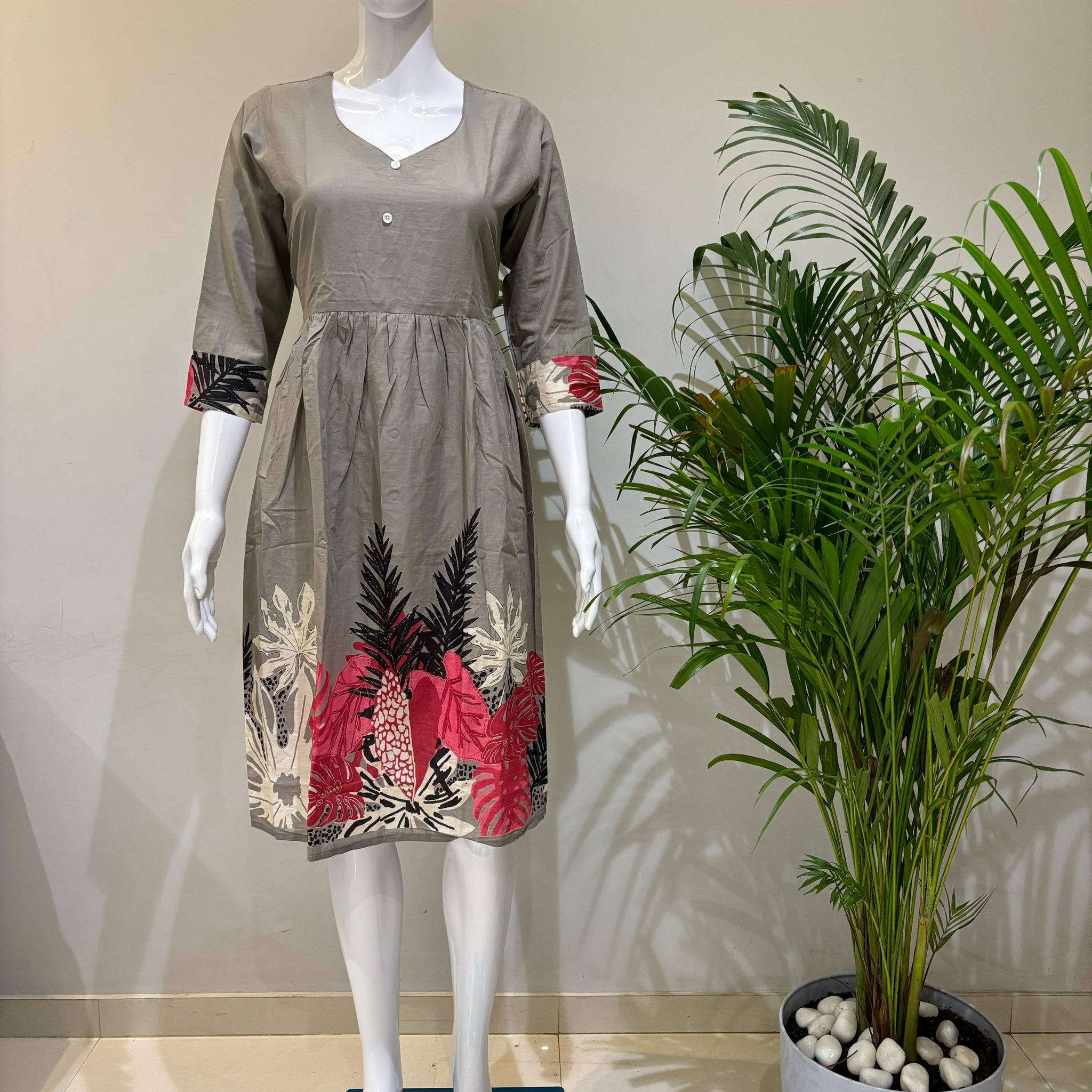 PURE COTTON KNEE LENGTH MIDDEY DRESS