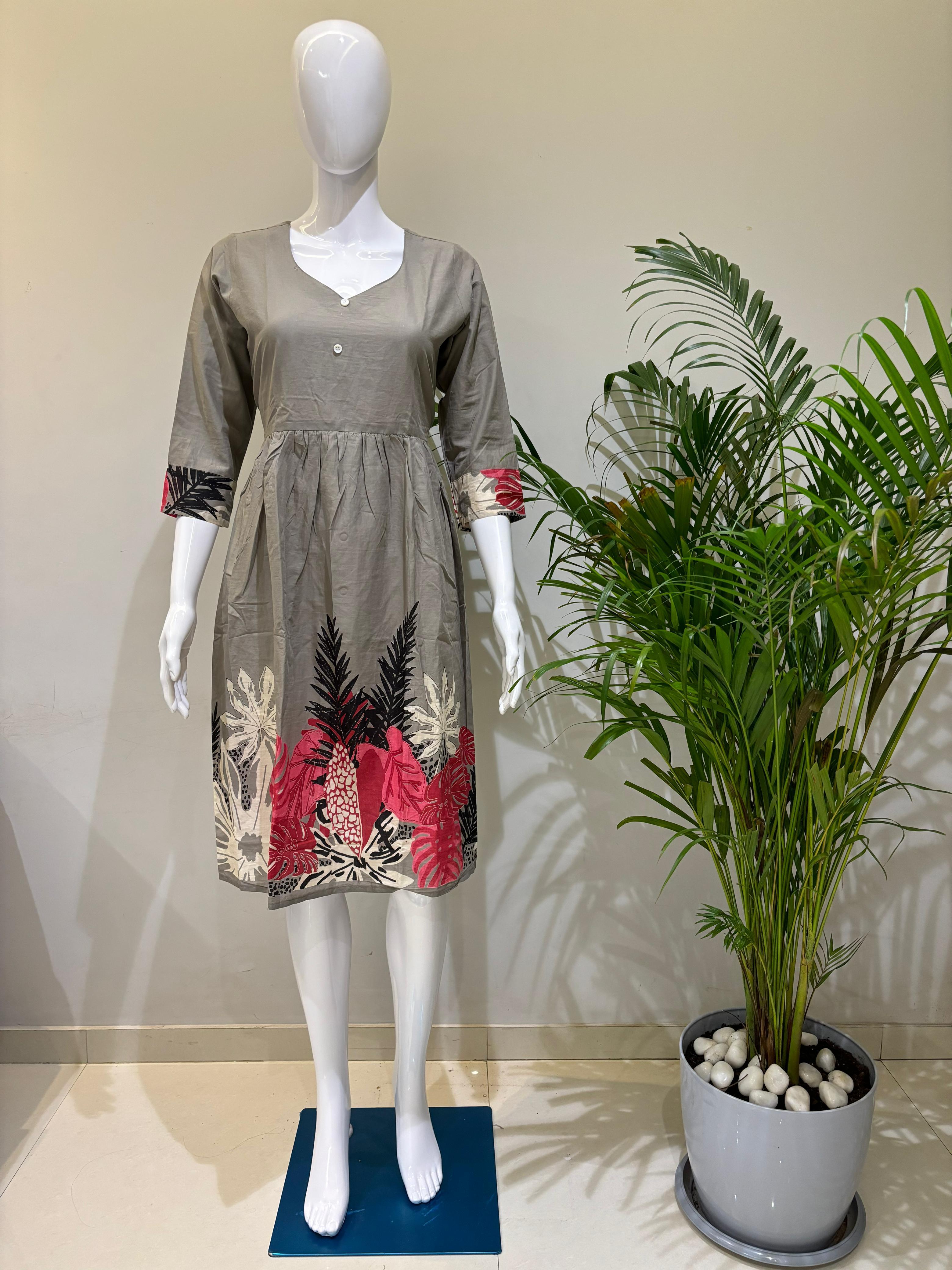 PURE COTTON KNEE LENGTH MIDDEY DRESS