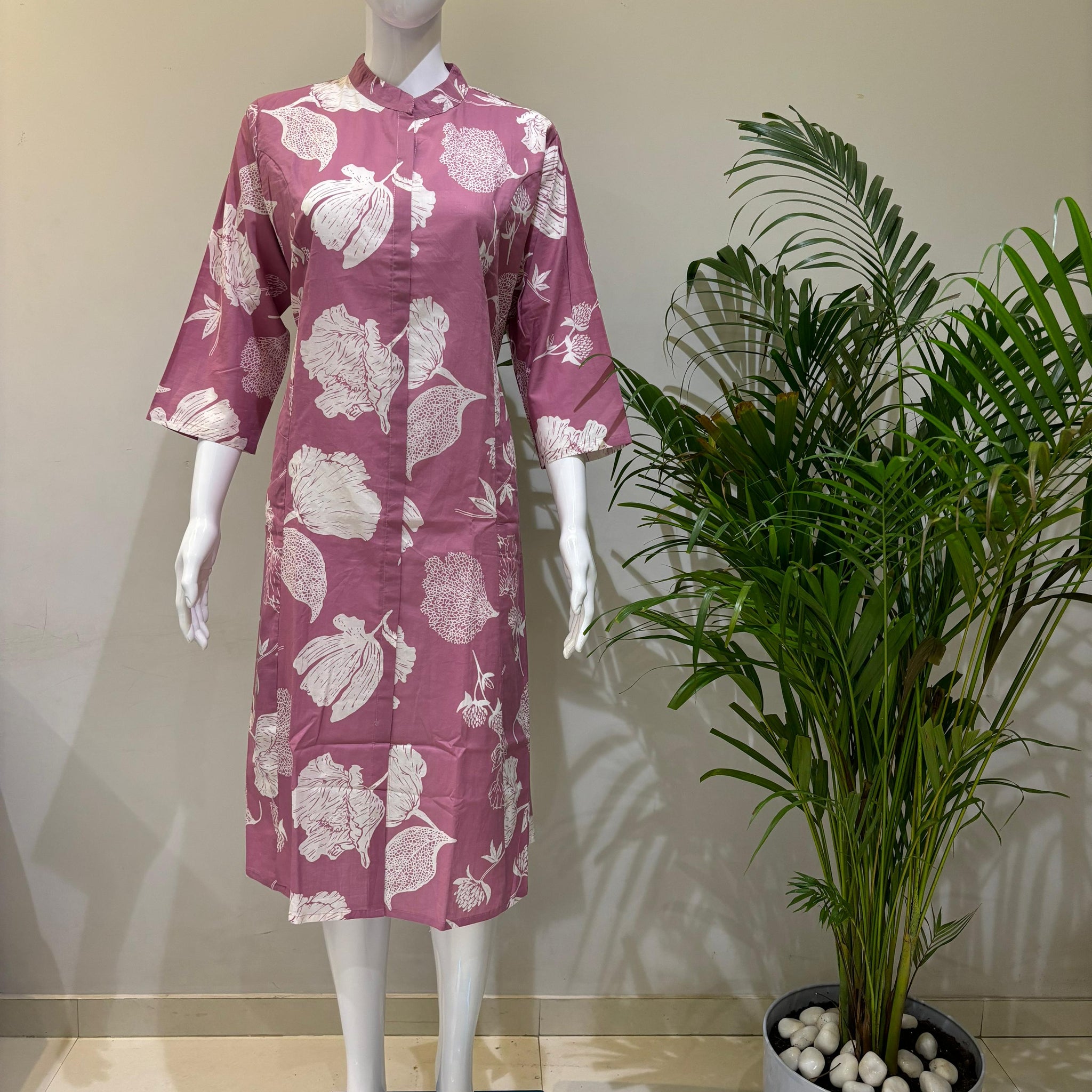 PURE COTTON ONE PEICE A-LINE PATTERN KURTI WITH BELT