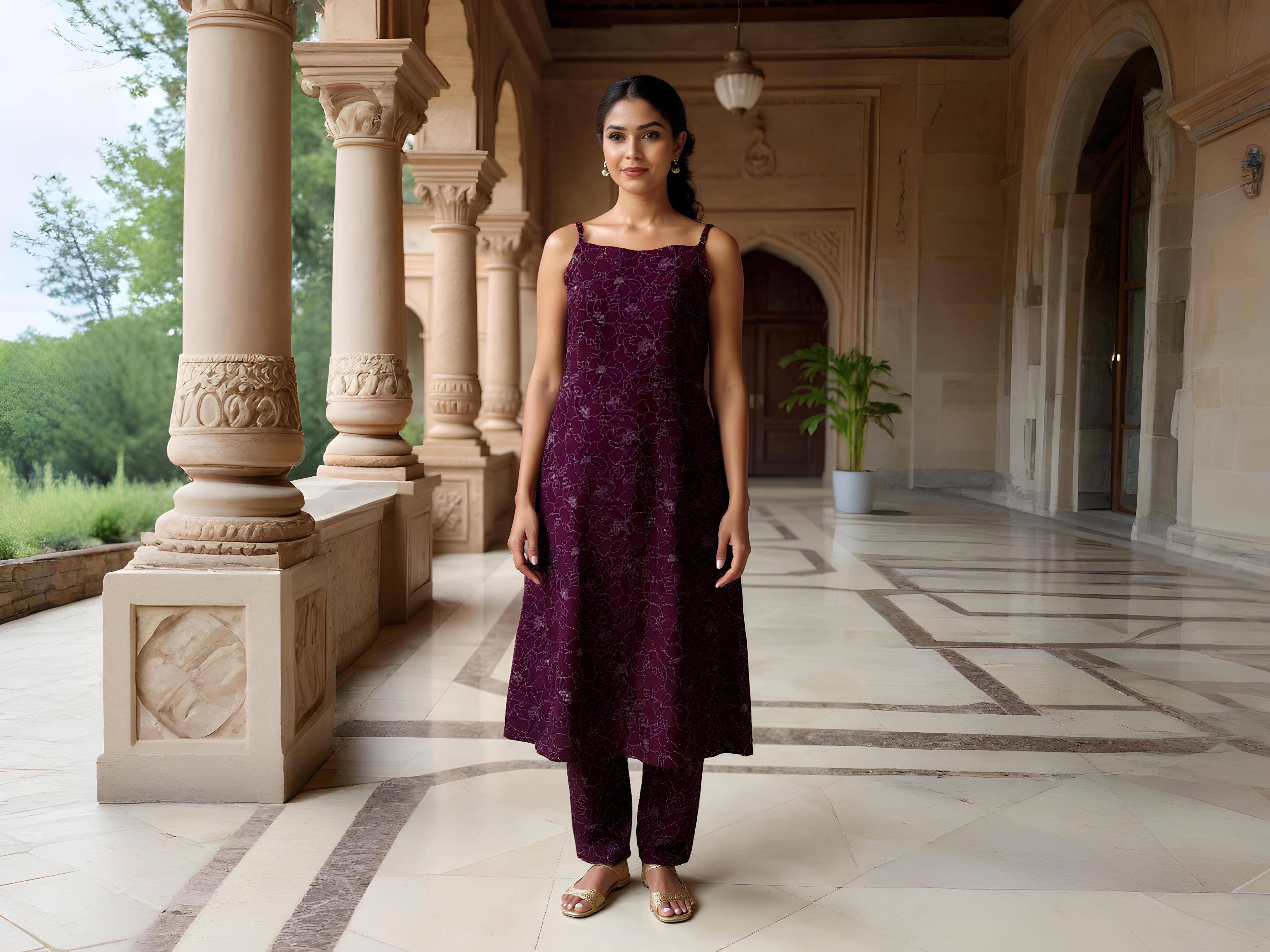 PURE COTTON SPAGHETTI DRESS (ATTACHED SLEEVES)