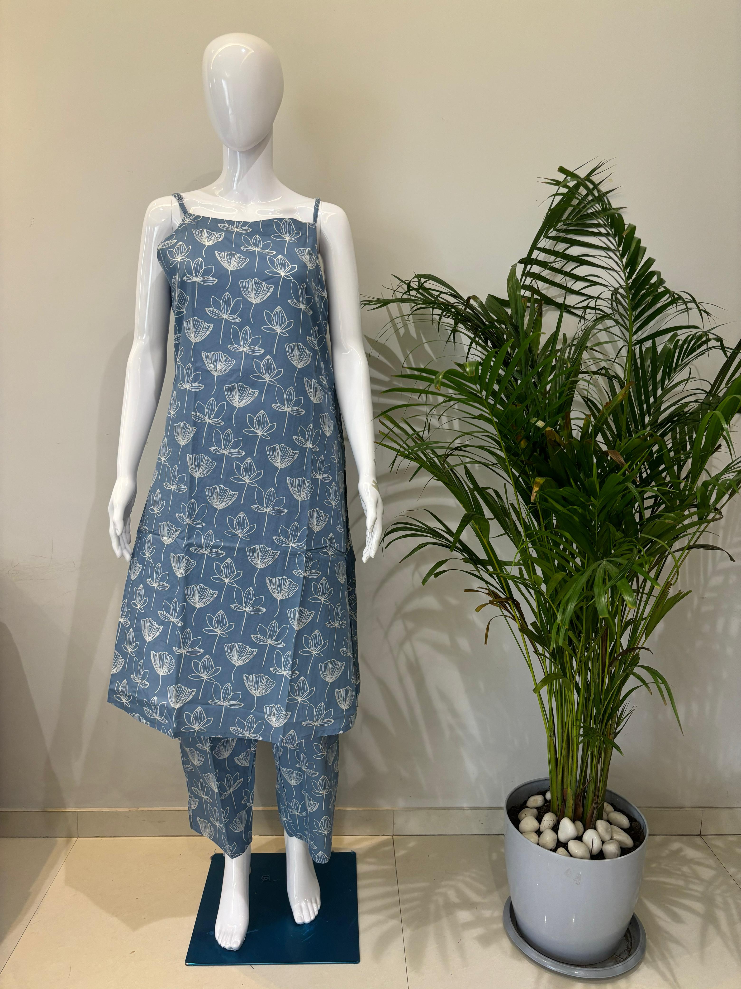 PURE COTTON SPAGHETTI DRESS