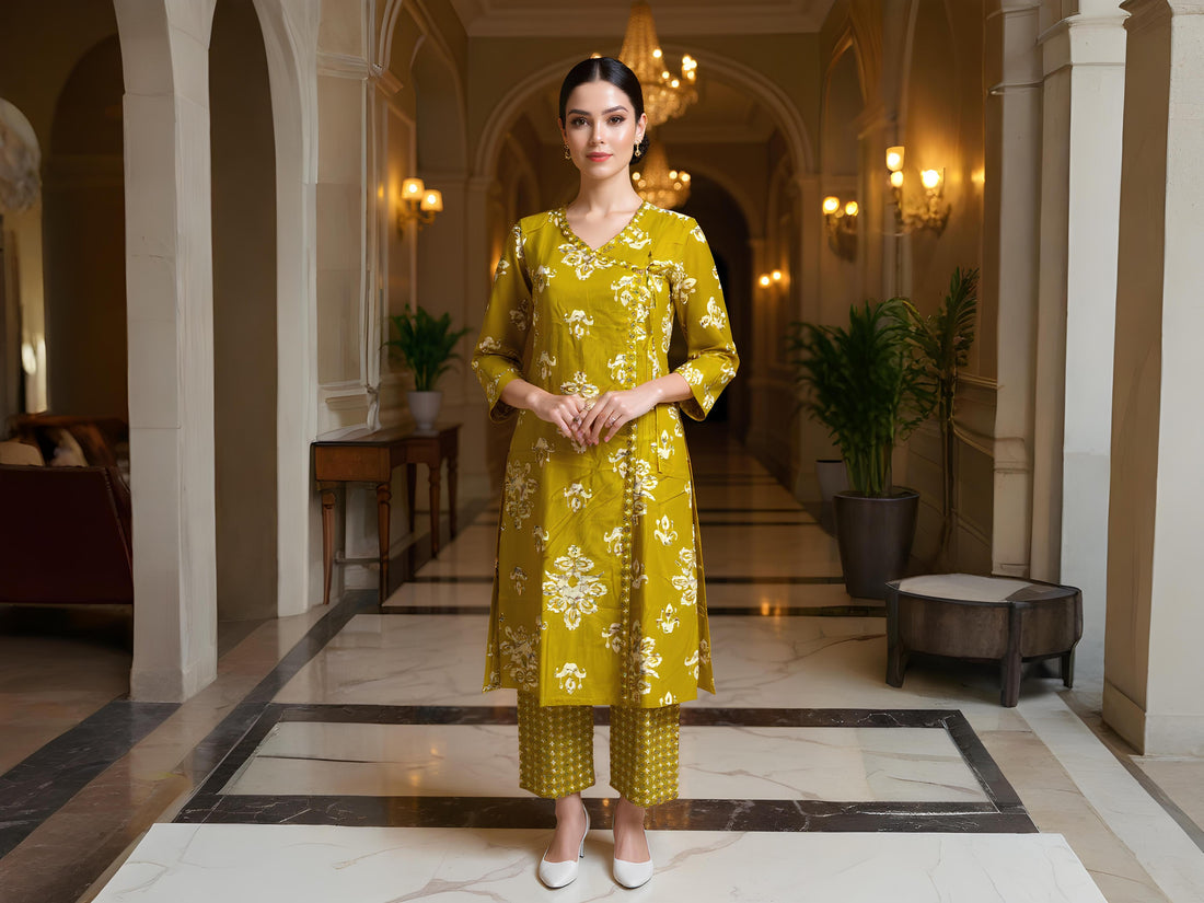 PURE COTTON ANGRAKHA KURTA PANT SET