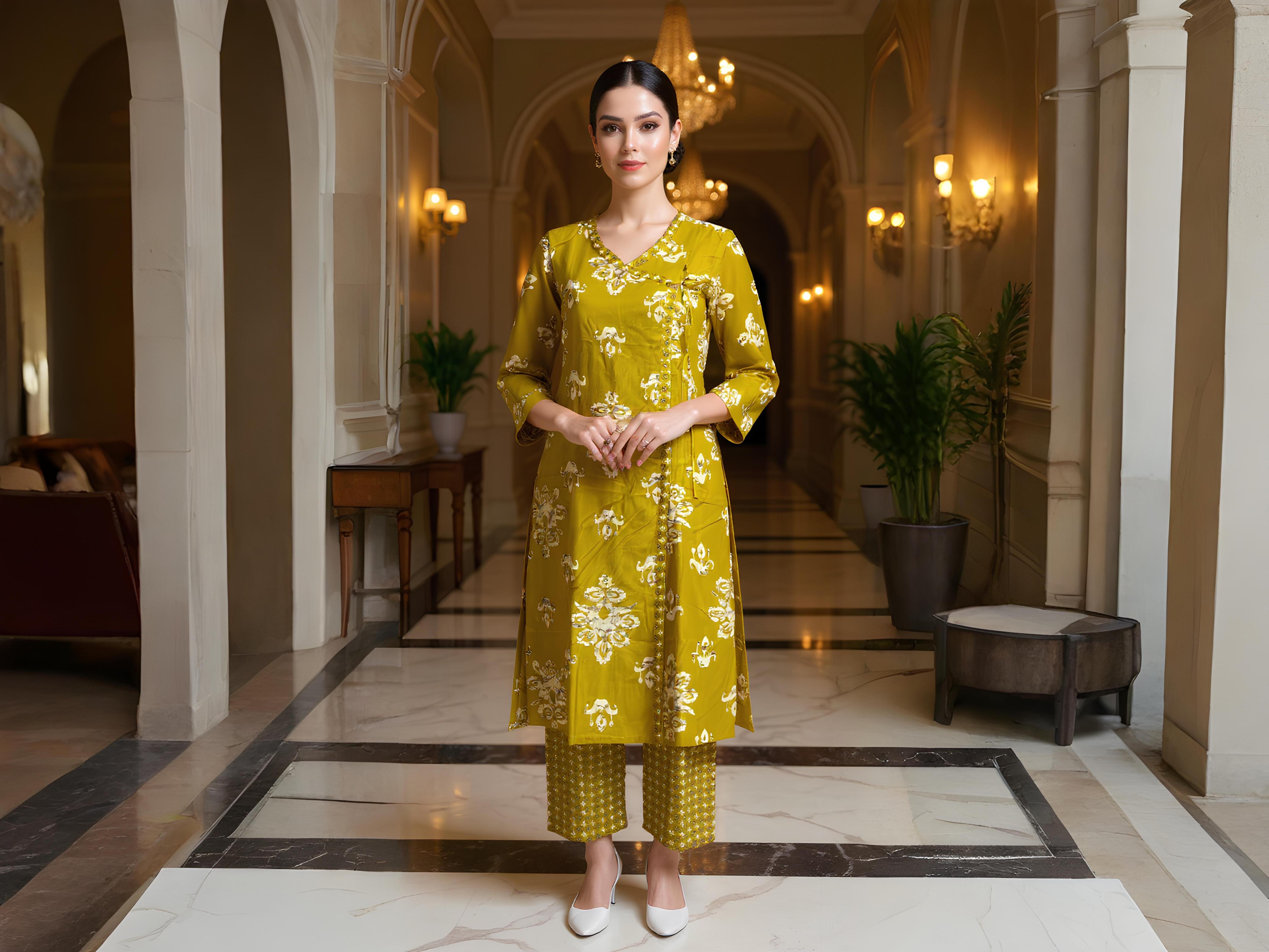 PURE COTTON ANGRAKHA KURTA PANT SET